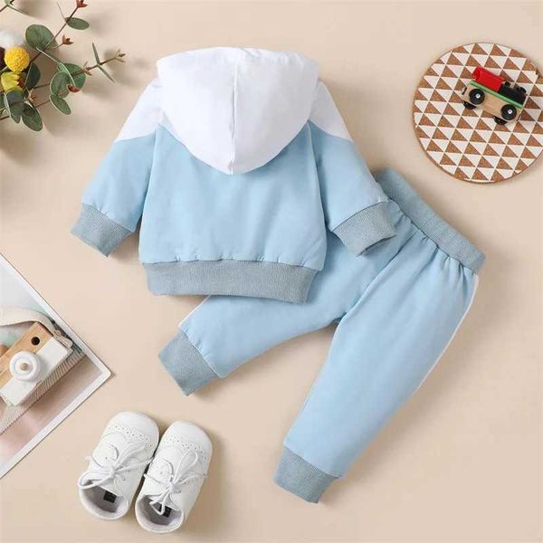 Clothing Sets 0-18M Baby Boys Autumn Clothes Set Newborn Toddler Contrast Color Long Sleeve Zipper Hoodie + Pants Outfits Infant Tracksuits