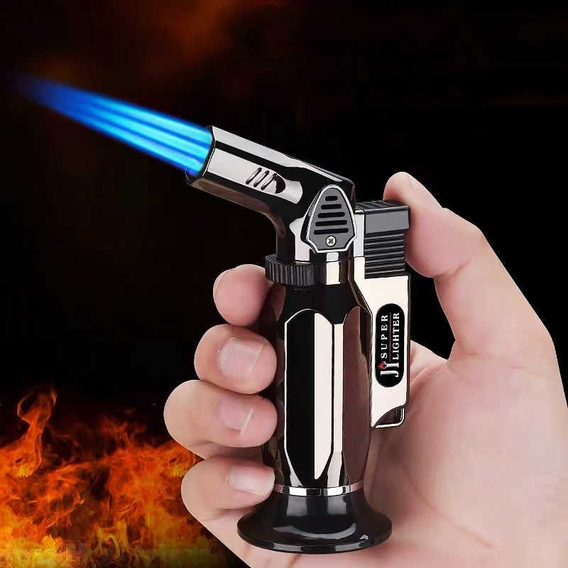 Windproof Blow Torch Lighter Refillable Butane Triple Jet Flame Metal No Gas For Cigar Cooking Gadgets 5II7