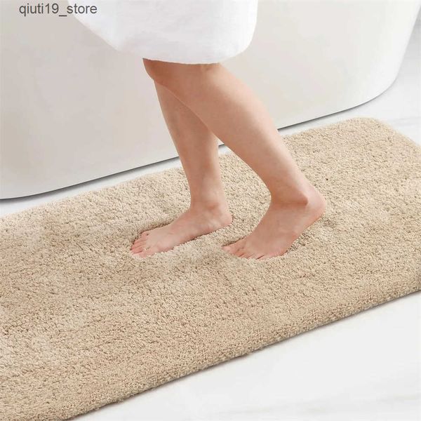 Bath Mats Orange luxury bathroom mat absorbent shower mat anti slip thick kitchen floor carpet soft and fluffy living room decoration plush