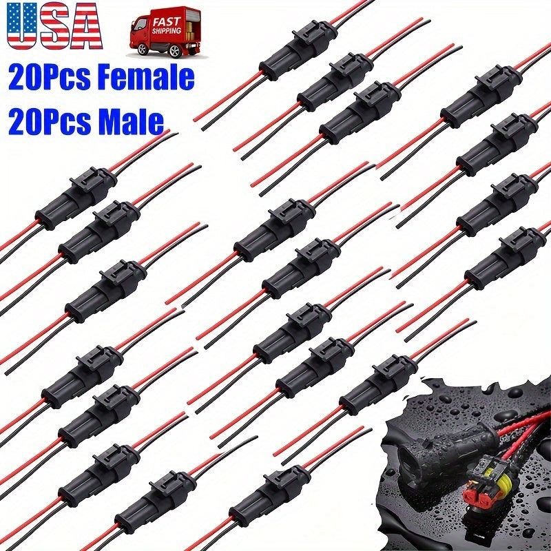 TEMU 20 Sets 2pin Electrical Wire Cable Connector Male Female Way Plug Kit