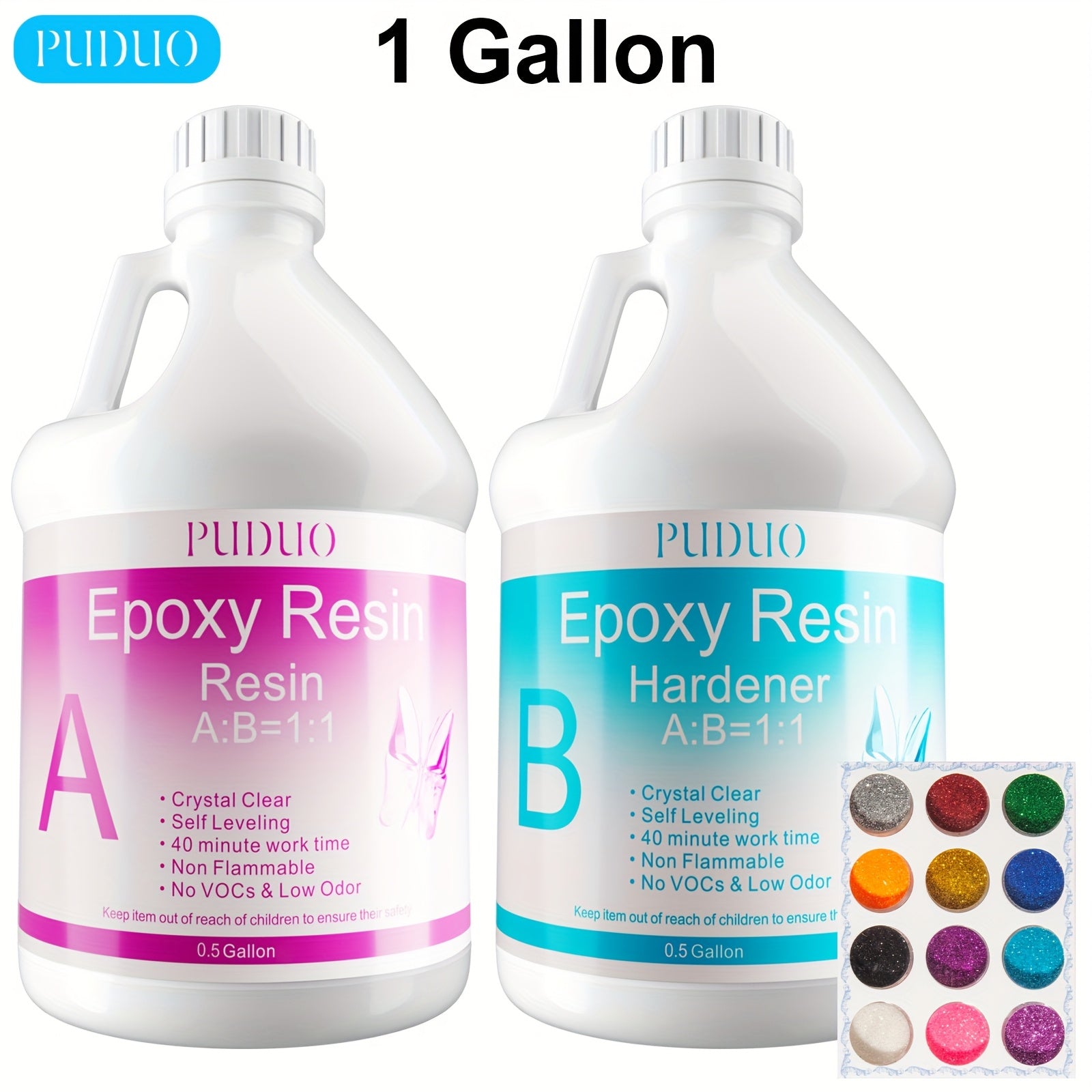 TEMU 1 Gallon Epoxy Resin Glue- 32oz With Pump Kit, Suitable For Coating, Casting, Resin Art, Jewelry, Tabletop, Bar Counter, Live Edge Table, Fast