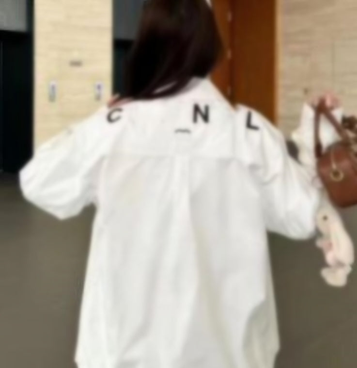 Women Blouses Designer Tshirts with Letters Embroidery Fashion Black White Long Sleeve Tee Shirts Casual Tops Clothing
