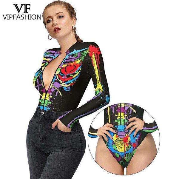 VIP MODAS MULHERES CARREIRAS Scare Skeletton Papunk Punk Halloween Manga longa Zentai Bodysuit Catsuith Sexy Swimsuits Cosplay Fantasmas