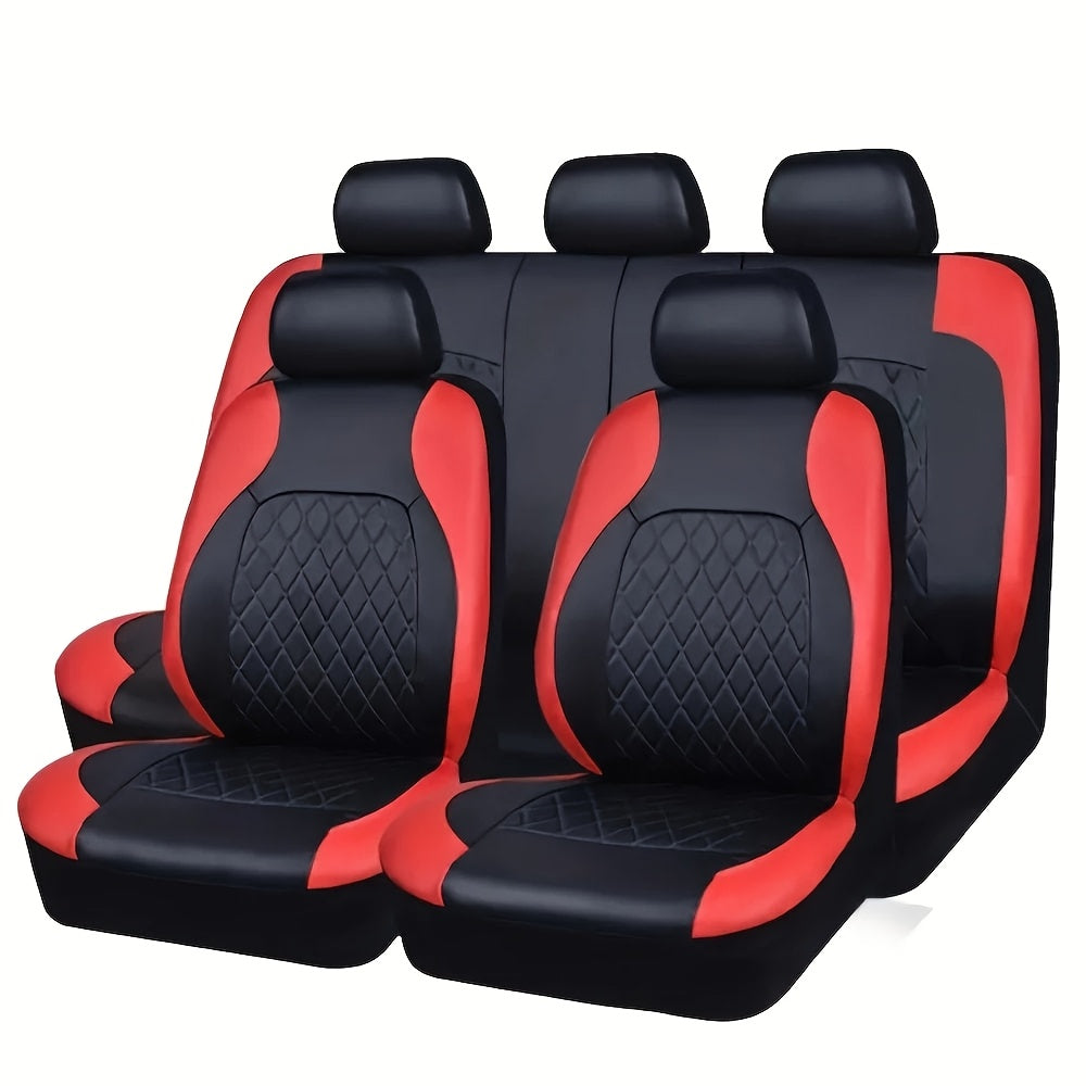 TEMU Luxurious Quilted Leather Car Seat Covers With Comfortable Sponge Padding - Universal Fit, Durable & Easy- For & Protection, Vehicle Seat