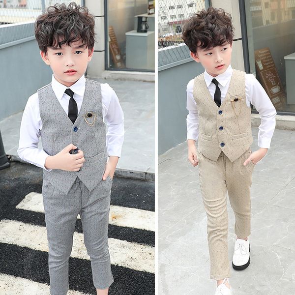 Clothing Sets 2022 Formal Boys Suits for Weddings Dress Elegant Children School Uniform Dots Kids Party Costumes Tuxedo Toddler Clothes Set
