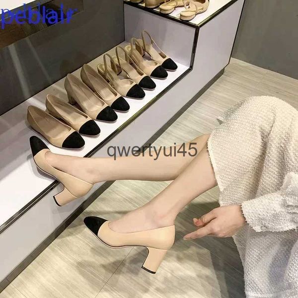 Dress Shoes 2024 European and American New Womens Mid-eel All-ma Tick Ladies Single-layer Soes qwertyui45 H241107