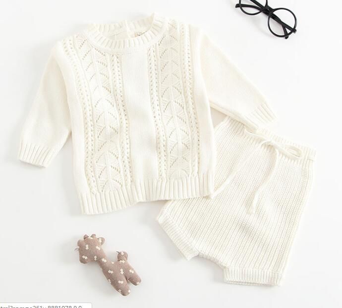 K544 Children Clohting Autumn Embroidery Flowers Set Fashion Baby Girls Clothes Long Sleeve Knit Cardigan+Romper Sets