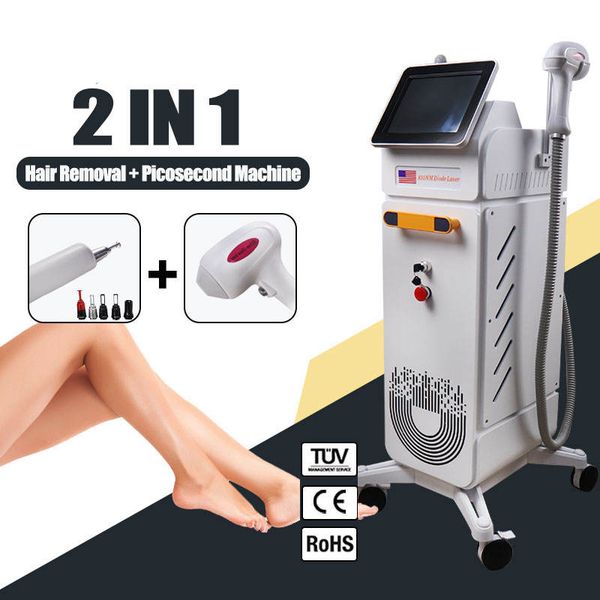 OEM-ODM Diode Laser 810 Hair Remove Ice Point System 2 in 1 Nd Yag Picosecond Laser Tattoo Washing Makeup Remove Freckle Acne Treatment Mach