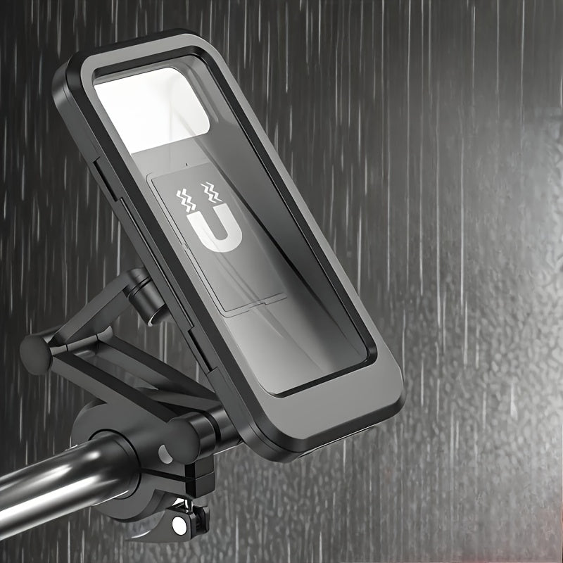 TEMU 1 Waterproof Motorcycle Phone Holder, Abs Material, , Adjustable And Extendable, Suitable For Bicycles And Scooters Rain Navigation Mount