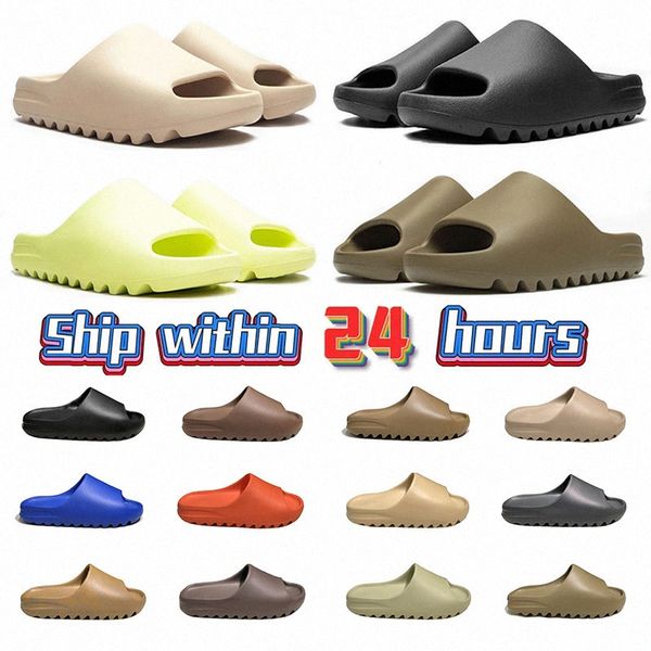 Designers Slipper Slides Onyx Bone Soot Sandals Luxury Vermilion Flax Glow Green Black Grey Men Woman Comfortable Rubber Clog Slipper Shoe O