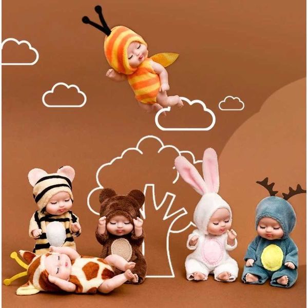 1pcs Kawaii 12cm Simulation Rebirth Dolls Toy Mini Cute Sleeping Baby Series Doll Cartoon Animal Toy for Kids Birthday Gift Y240731