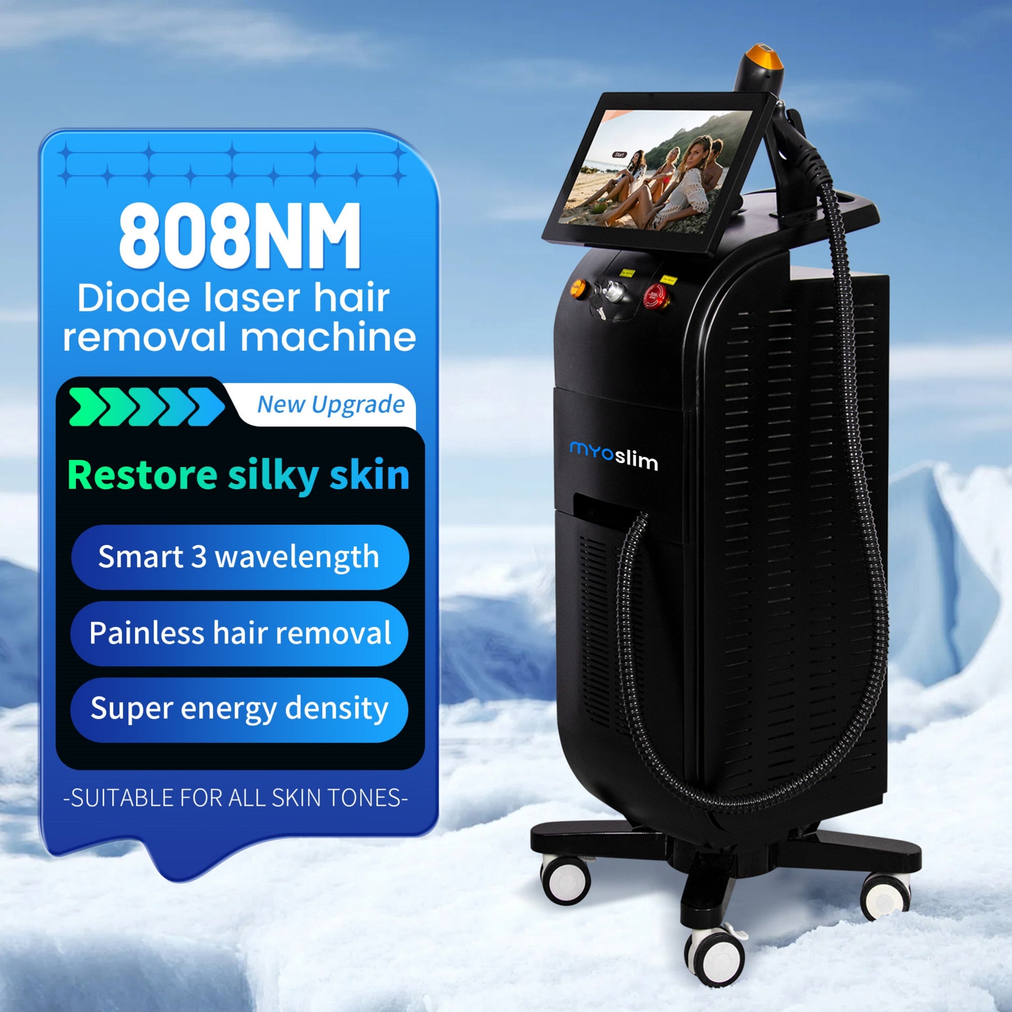 Diode Laser Hair Removal Machine Professional Man or Woman lasers Ice Pitanium 755nm 808nm 1064nm Alexandrite Device 3 Waves Permanent Removal