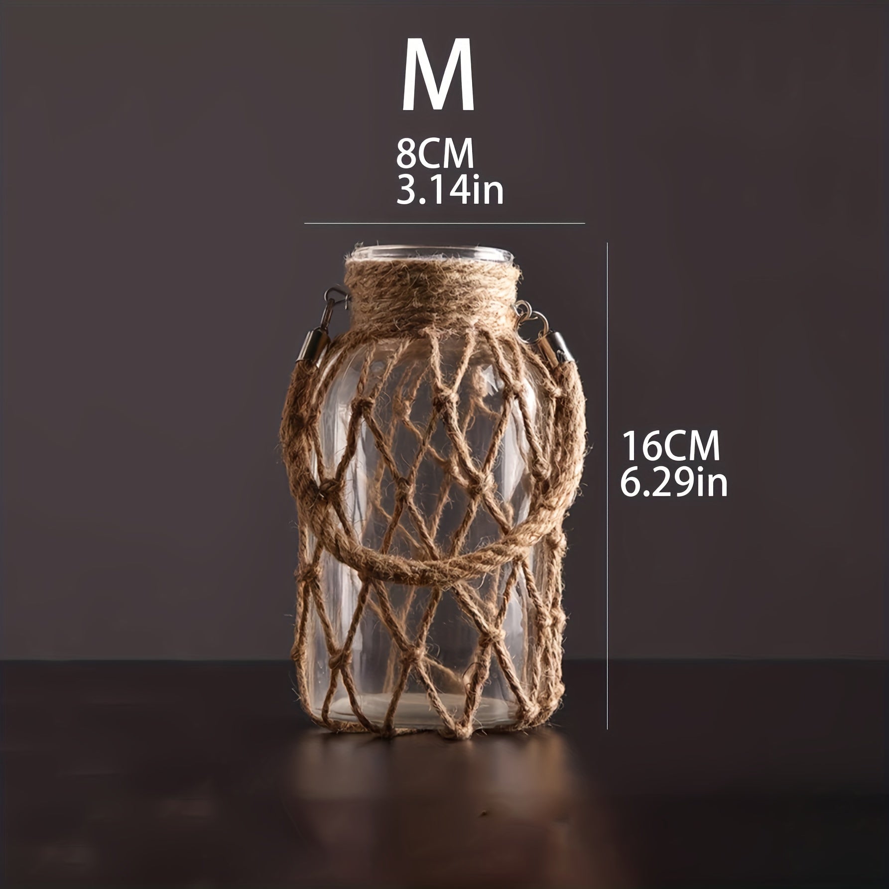 TEMU Elegant Transparent Glass Vase With Mesh Net Bag - Ideal For Home Decor, Flower Arrangements, Hydroponic Planting, And Gifts