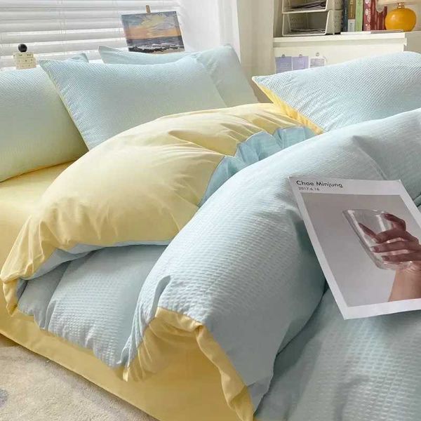Bedding set Brushed cotton four piece bedding bed sheets and duvet covers solid color duvet covers student three piece bedding 1 5 Sp M24100
