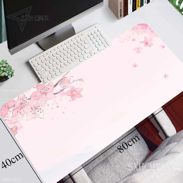 Pink Cherry Blossoms Speed Locking Edge Large Natural Rubber Mouse Pad Waterproof Game Desk Mousepad Keyboard Mat For Ladies O250118