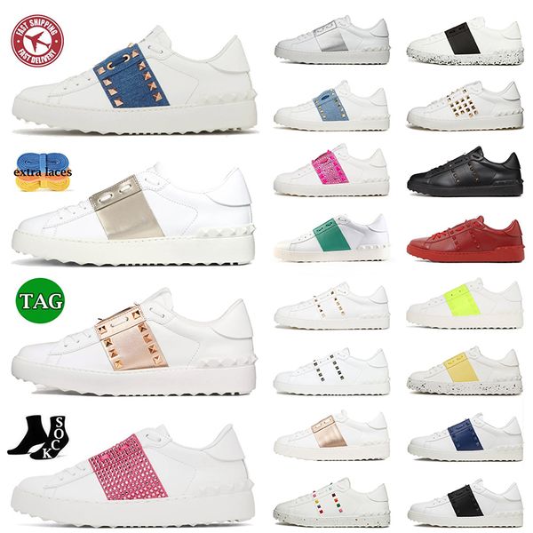 Top Luxurys Designers Dress Shoes Mens Womens Rivet Loafers Fashion Leather Spikes Black White Pink Golden Sports Open Sneakers Trainers Ten