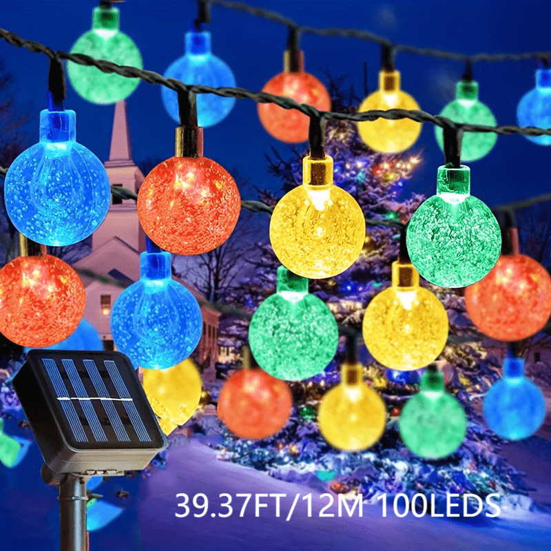 TEMU Solar Crystal Ball Bubble Led Light String, Solar Outdoor Garden Decoration, Colorful For Outdoors, Lighting, Ramadan, School Party, Easter, Eid