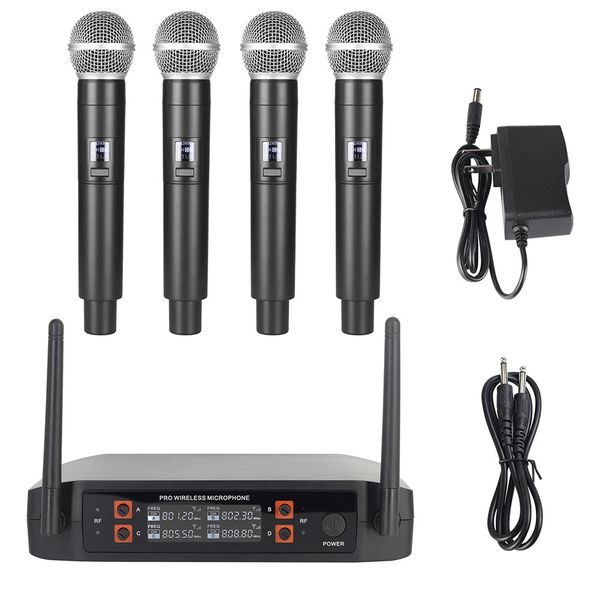 Wireless Microphone Handheld 4 Channel UHF Fixed Frequency Dynamic For Karaoke Wedding Party Band Church Performance 231228
