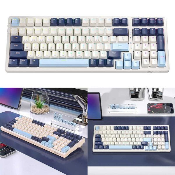Keyboards Wireless Mechanical Keyboard 100 Keys Hot Swappable Keyboard Silent Typing BT5.0-2.4Ghz -Type-C Wired for ESports Gaming Office z2