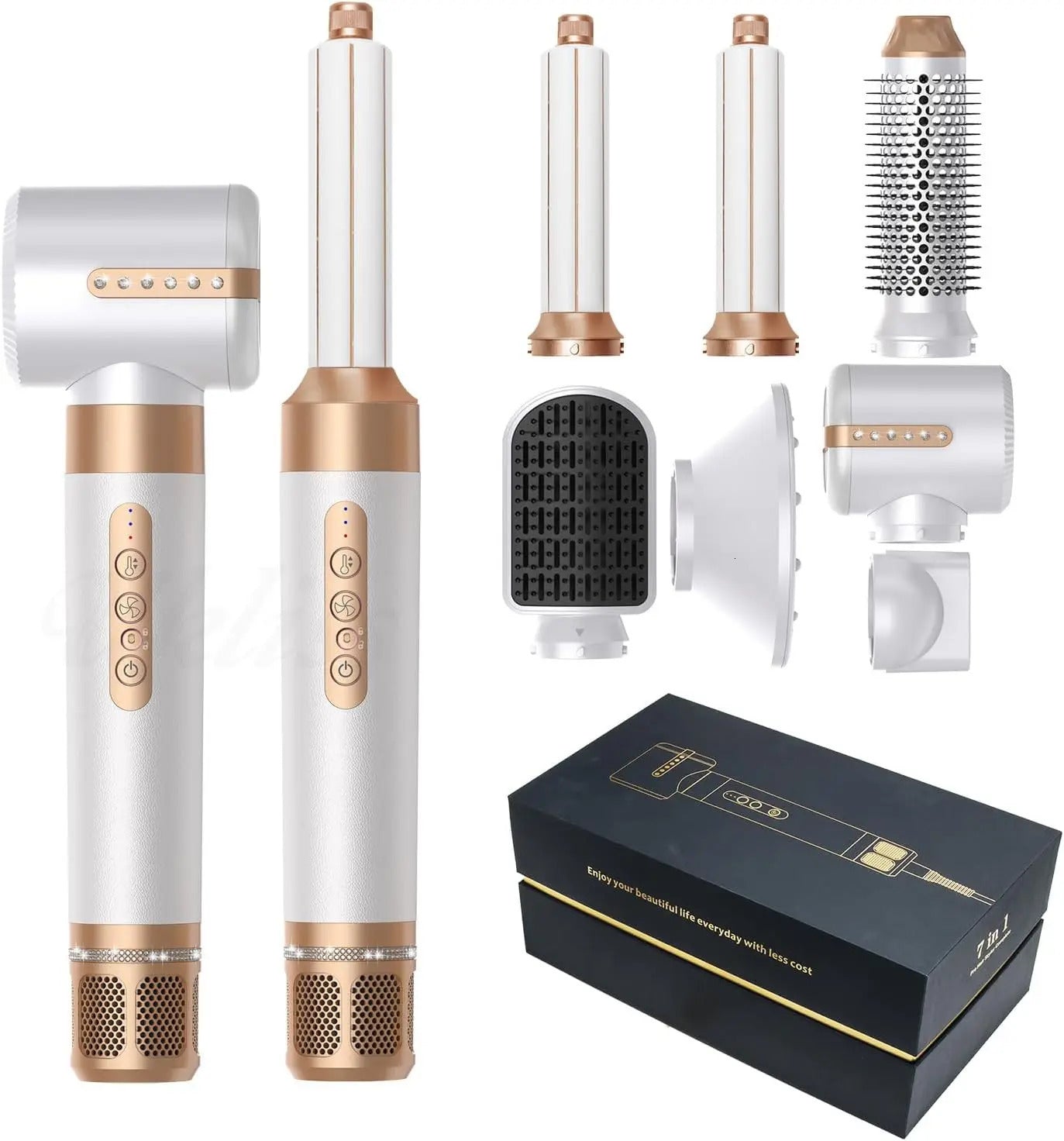 Dryer Hair Tools Set 7 in 1 Styling Drying System Professional Brush Wrap Air Curling Wand