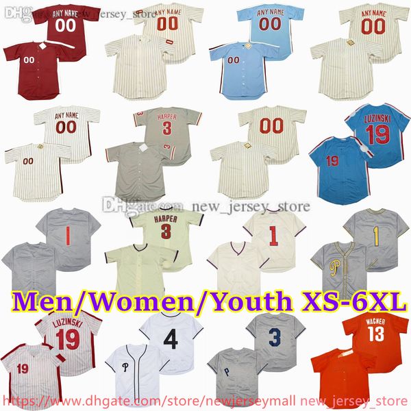 Custom XS-6XL Movie Throwback Baseball Jersey 14 PETE ROSE 15 RICHIE ALLEN MIKE SCHMIDT JOHNNY CALLISON LARRY BOWA WILLIE MONTANEZ STEVE CAR