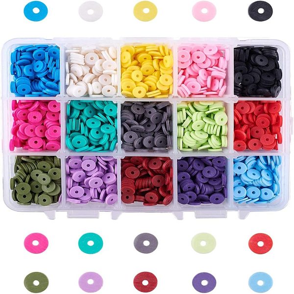 15 Colors Handmade Polymer Clay Beads