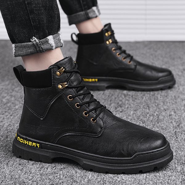 designer boots 7011 Spring and Autumn Outerwear Casual Work Men&#039;s New High Top Martin Boots Lace up Trendy Flat Shoes