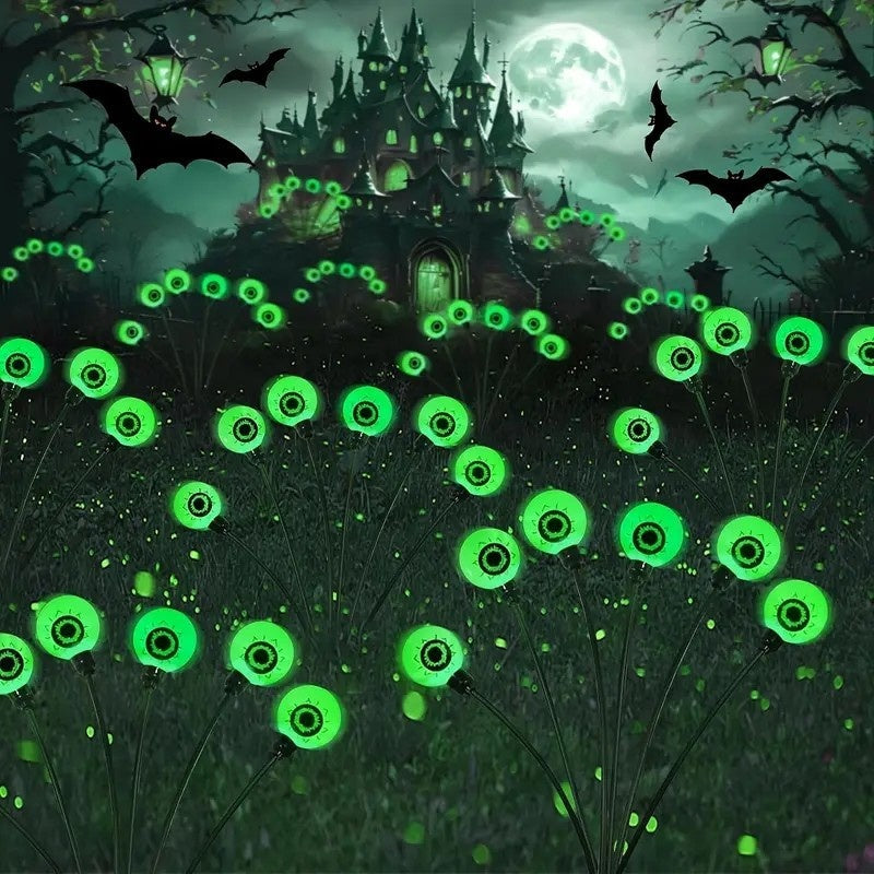 TEMU Horror Eye Solar Garden Light Halloween Decoration Outdoor Swing Firefly Belt 6led Light Solar Halloween Lights For Lawn, Terrace, Party