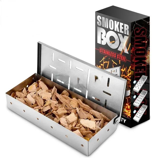 Smoked box barbecue smoked wood chips indoor and outdoor charcoal gas meat flavor accessories 240820