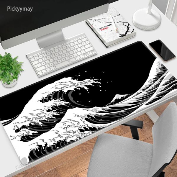 Large Mousepad Japan Great Wave Mousepads Keyboard Mat Deskpad Pc HD Desk Mats Company Mouse Pad Minimalist White Mouse Mat