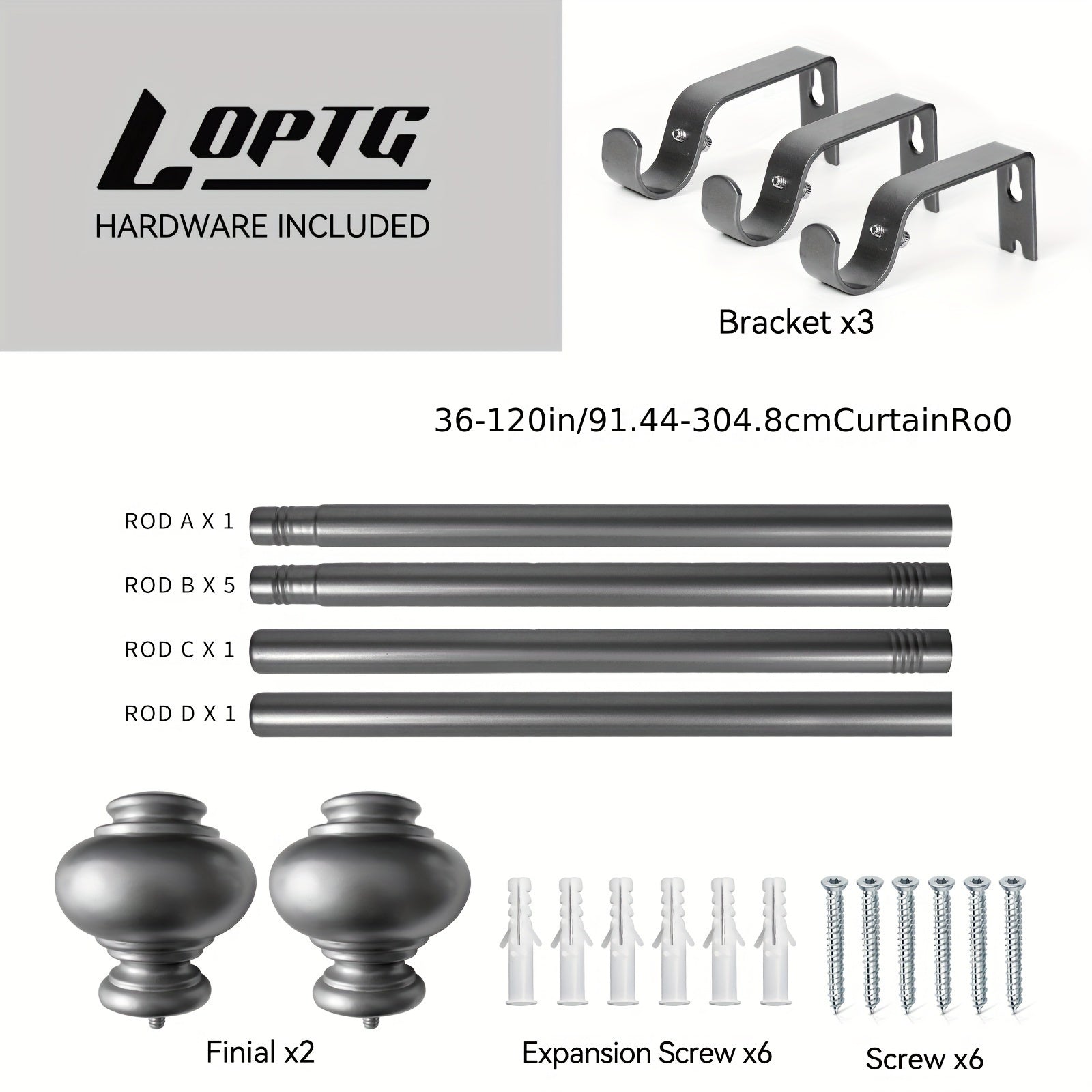 TEMU Curtain Rods For Windows 18 To 37 Inch, 1 Inch Diameter Modern Adjustable Decorative Drapery Rods, Window Curtain Rod With Classic Finials,