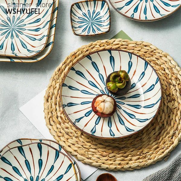 Dishes Plates Japanese ceramic tablet creative internet celebrity Italian pasta cute tablet family dark plate European steak tablet L240910