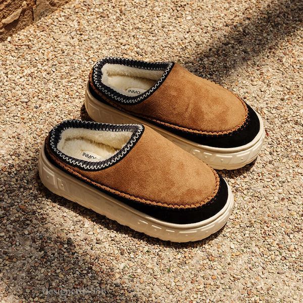 2024 Winter Warm Home Fur Women Faux Suede Plush Couple Cotton Shoes Indoor Bedroom Flat Heels Fluffy Slippers bgf