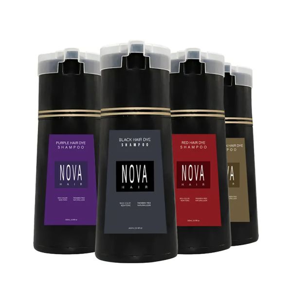 Hot sell Nova Hair Dyeing Hair Care Shampoo 3-in-1 Natural Fast White Hair Dyed Black Lasting Convenience Men Women Hair repair