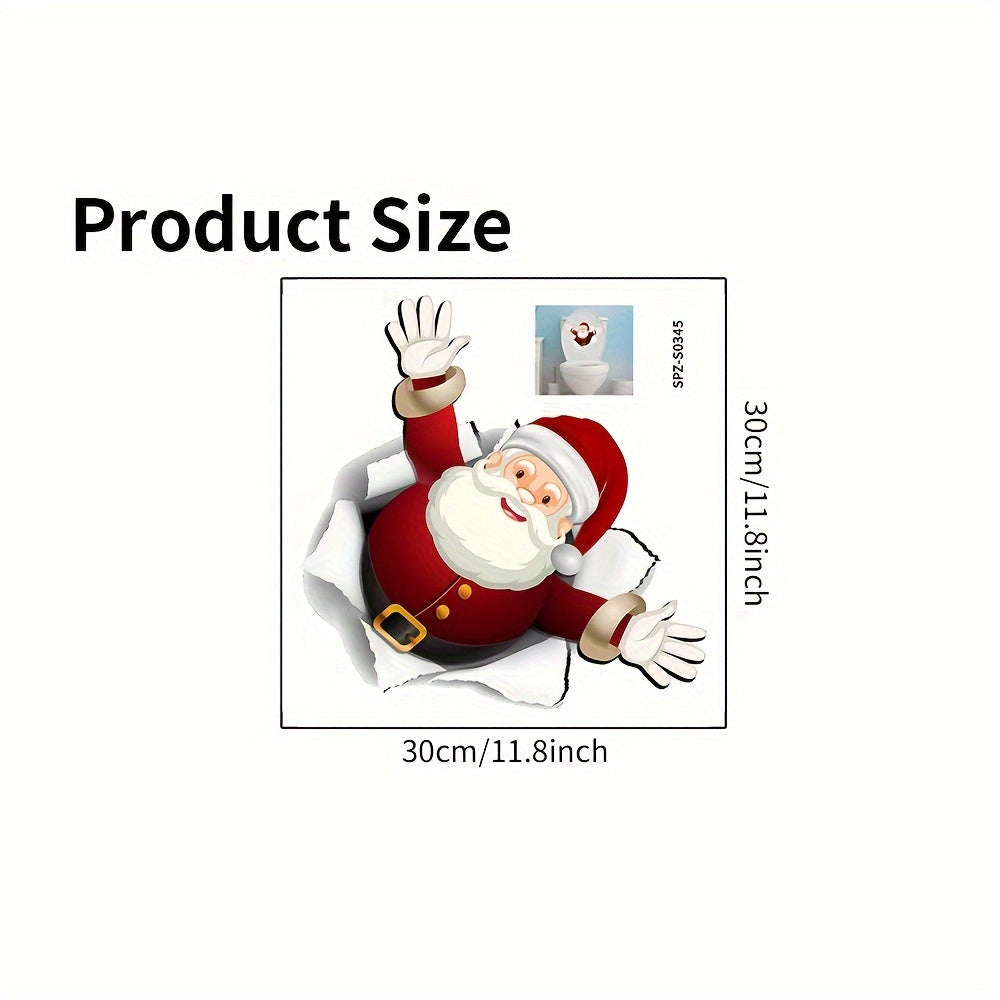 TEMU 1pc Festive Santa Claus 3d Toilet Decal - Self-adhesive, , Cartoon-style Wall Sticker For Bathroom Decor, Single-use, Plastic Material,