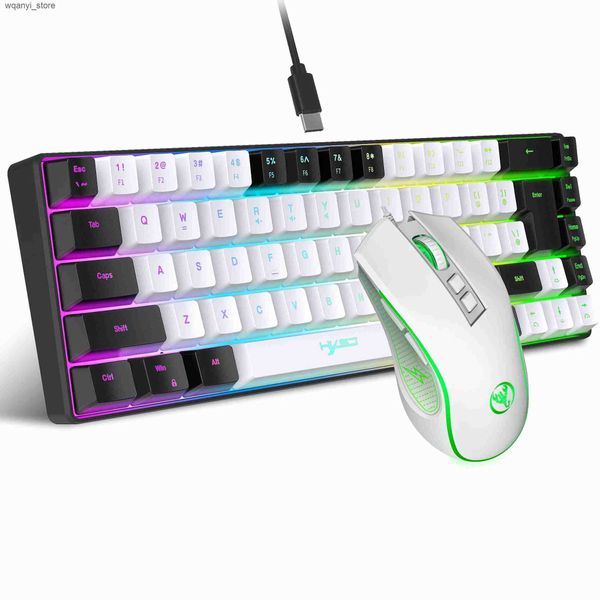 Keyboards The latest HXSJ mini V200 68 key mechanical induction keyboard compact RGB illuminated gaming mouse and PC gaming keyboard combina