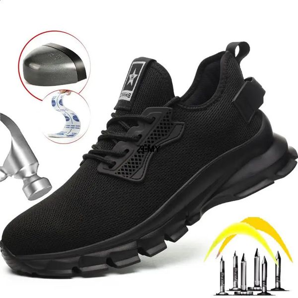 Zlmy Safety Shoes Men Aço de dedo do dedo do pé