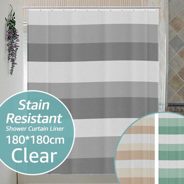 Shower Curtain Waterproof Polyester Bathroom Curtain 71x71 Inch Quick-Drying Shower Curtain with 12 Metal Hanging Rings WaffleT250210