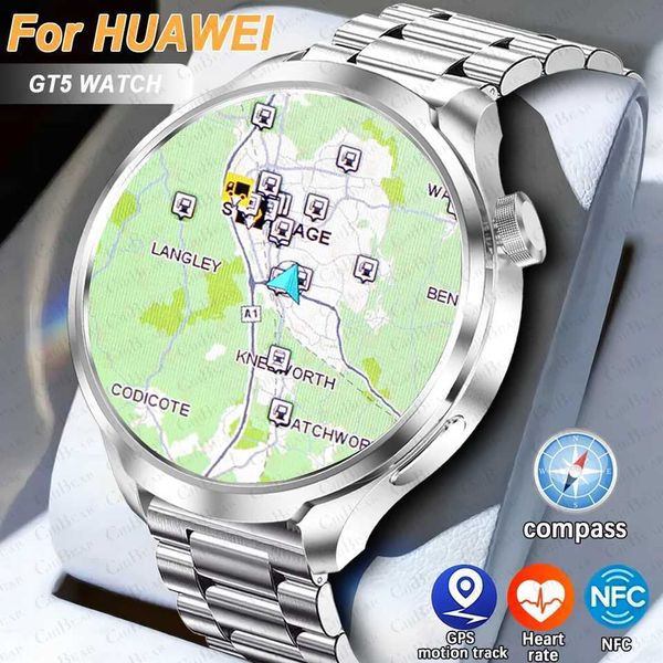 For HUAWEI GT5 Watch Outdoor Sports Smart Watch Men AMOLED Screen NFC GPS Compass IP68 Waterproof BT Call SmartWatch Man M240907