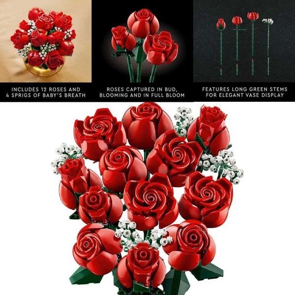 Blocks Icon 10311 10313 10314 10328 10298 40524 40460 40461 40464 Artificial Flowers Orchid Plants Building Mothers Day Gift H241107 Q1CR Y2