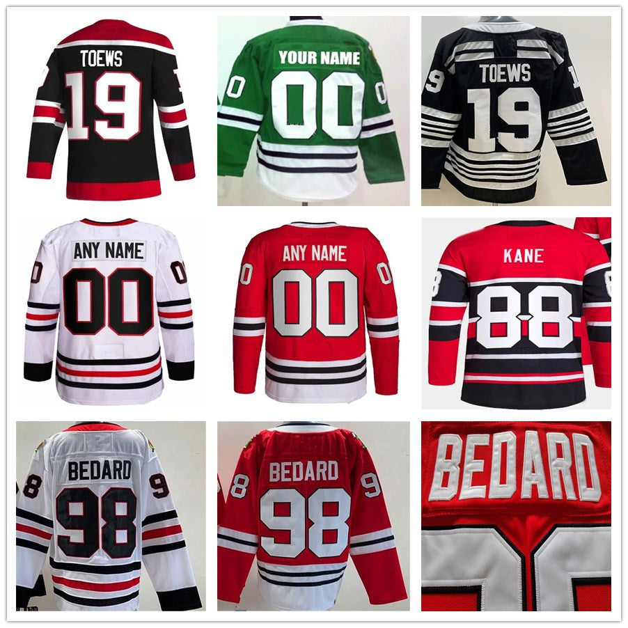 Hockey Jersey Connor Bedard Patrick Kane Jonathan Toews Seth Jones Chris Chelios Petr Mrazek Tyler Johnson Clark Griswold Stan Mikita Reverse Retro