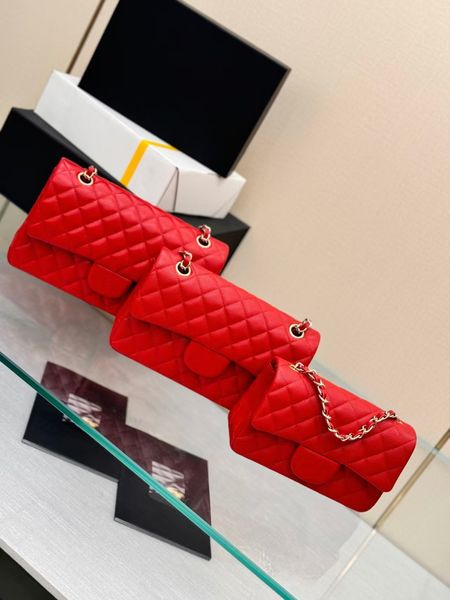 red bags designer bag Mirror quality Jumbo Double Flap Bag Luxury Designer Real Leather Caviar Lambskin Classic All Black Purse Quilted Hand