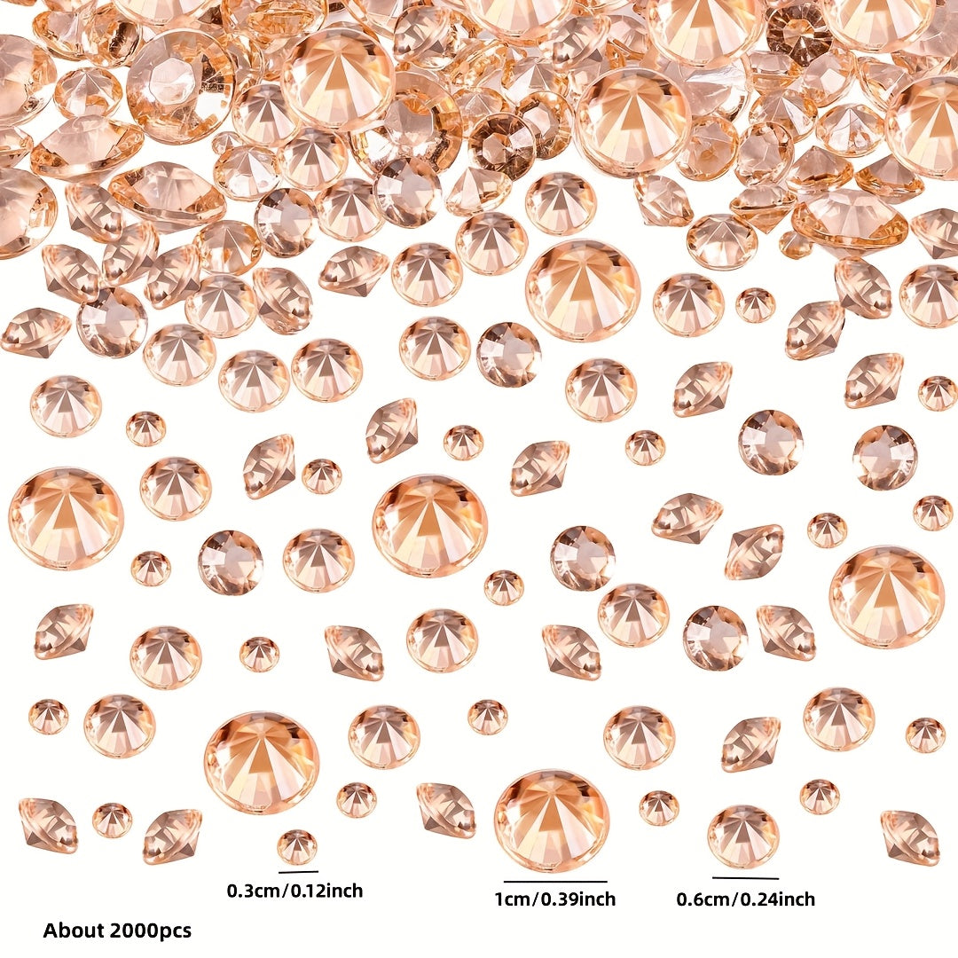 TEMU 2000 Rose Scatterings - 3mm, 6mm, 10mm Acrylic Gemstones For Wedding, Christmas, And Bridal Decor | Ideal For Makeup Balls, Vase Fillers, And