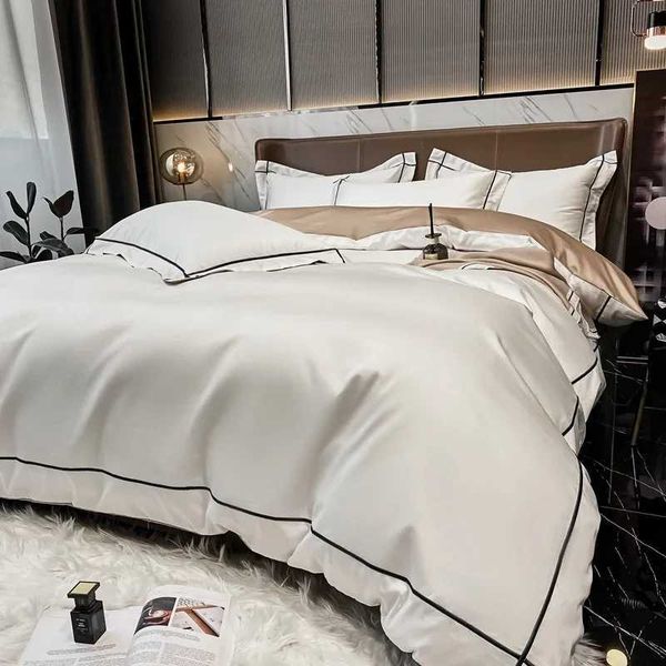 Bedding sets White Egyptian cotton bedding large embroidered down duvet cover flat-fitted bed sheets linen hotel style home textiles J0507