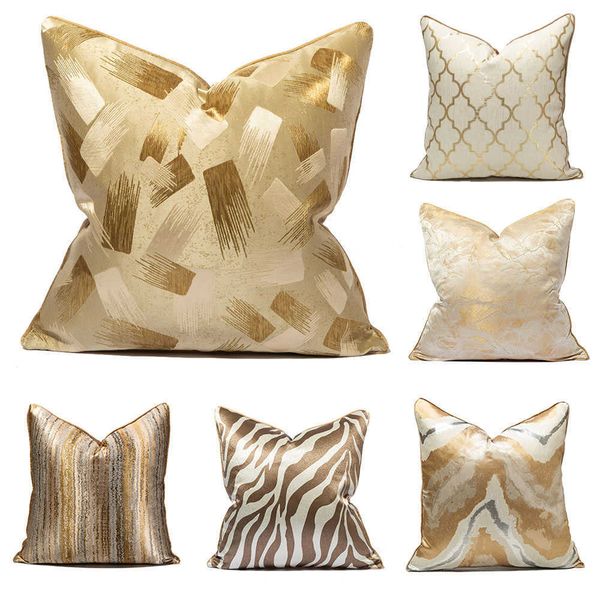 Cushion-Decorative Pillow Luxury Throw for Couch Sofa Home Decor Velvet Soft Square Cushion Solid 45*45 Golden P230414