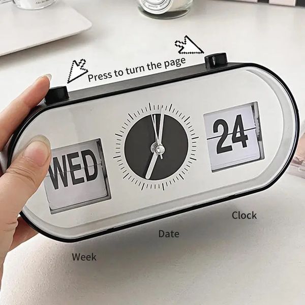 Creative Bedrooms Alarm Clock Fun Flip Mechanical Alarm Clock Desktop Digital Calendar Clocks Retro Desk Clocks Home Decor 250113