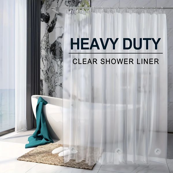 1 transparent plastic shower curtain with 12 hooks and 3 magnets waterproof waterproof fabric bathroom curtain bathroom decoration 240903
