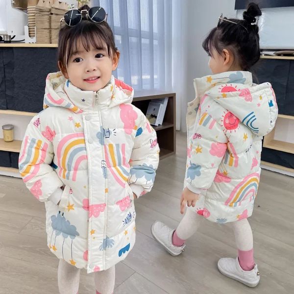 Girls Boys Down Jacket Winter Coats Children Clothes Hooded Windbreaker Coat For Kids 2-7 Years Cotton Warm Outerwear 241218