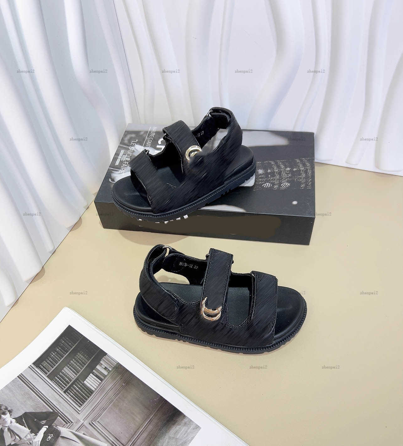 Luxury baby Sandals Letter logo dark stripe Kids shoes Cost Price Size 26-35 Including box Anti slip sole summer girls Slippers