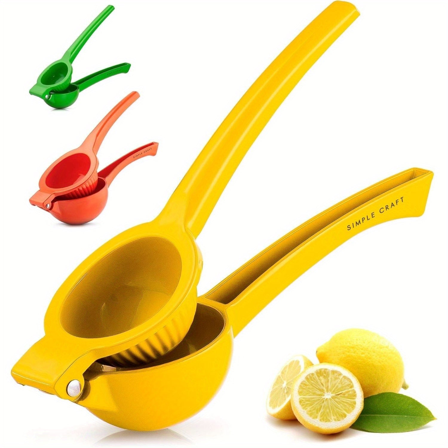 TEMU Manual Citrus Juicer - Heavy-duty Cast Iron Lemon Squeezer With Ergonomic Handle, Single Bowl Design & Green-red Attachments - Effortless Seed-